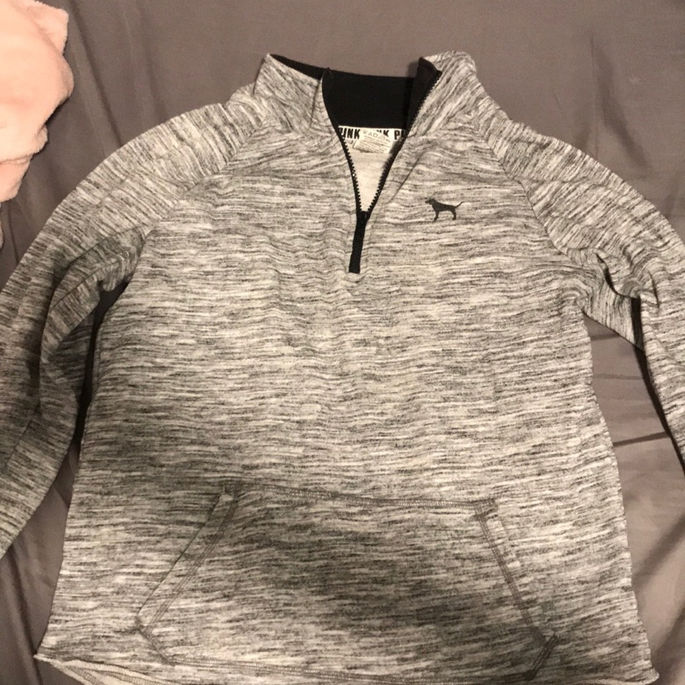 VS Pink Grey Quarter zip